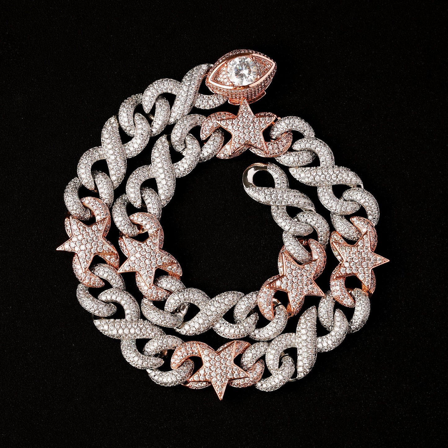 16mm Two-tone Star and Demon Eye Cuban Chain