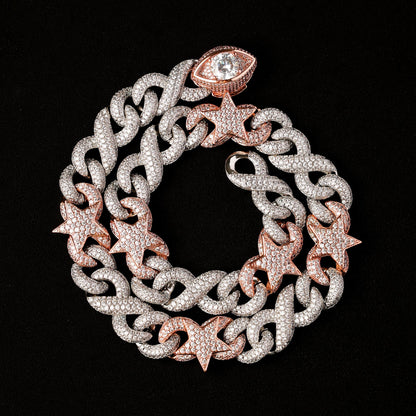 16mm Two-tone Star and Demon Eye Cuban Chain