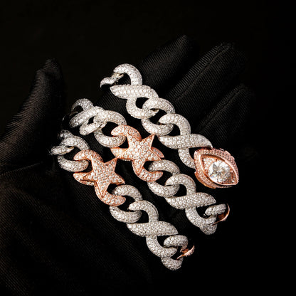 16mm Two-tone Star and Demon Eye Cuban Chain