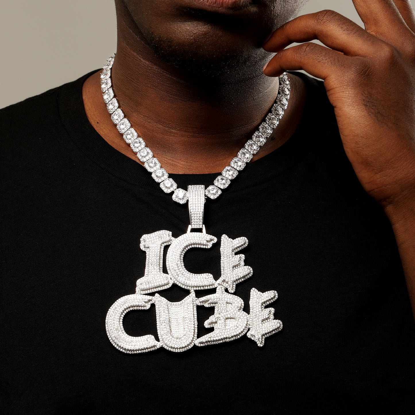 Custom Letter Name Necklace White Gold