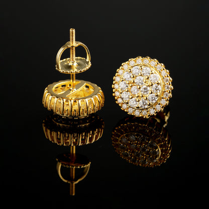 11MM 925 Silver Moissanute Cluster Halo Stud Earrings 18K Gold
