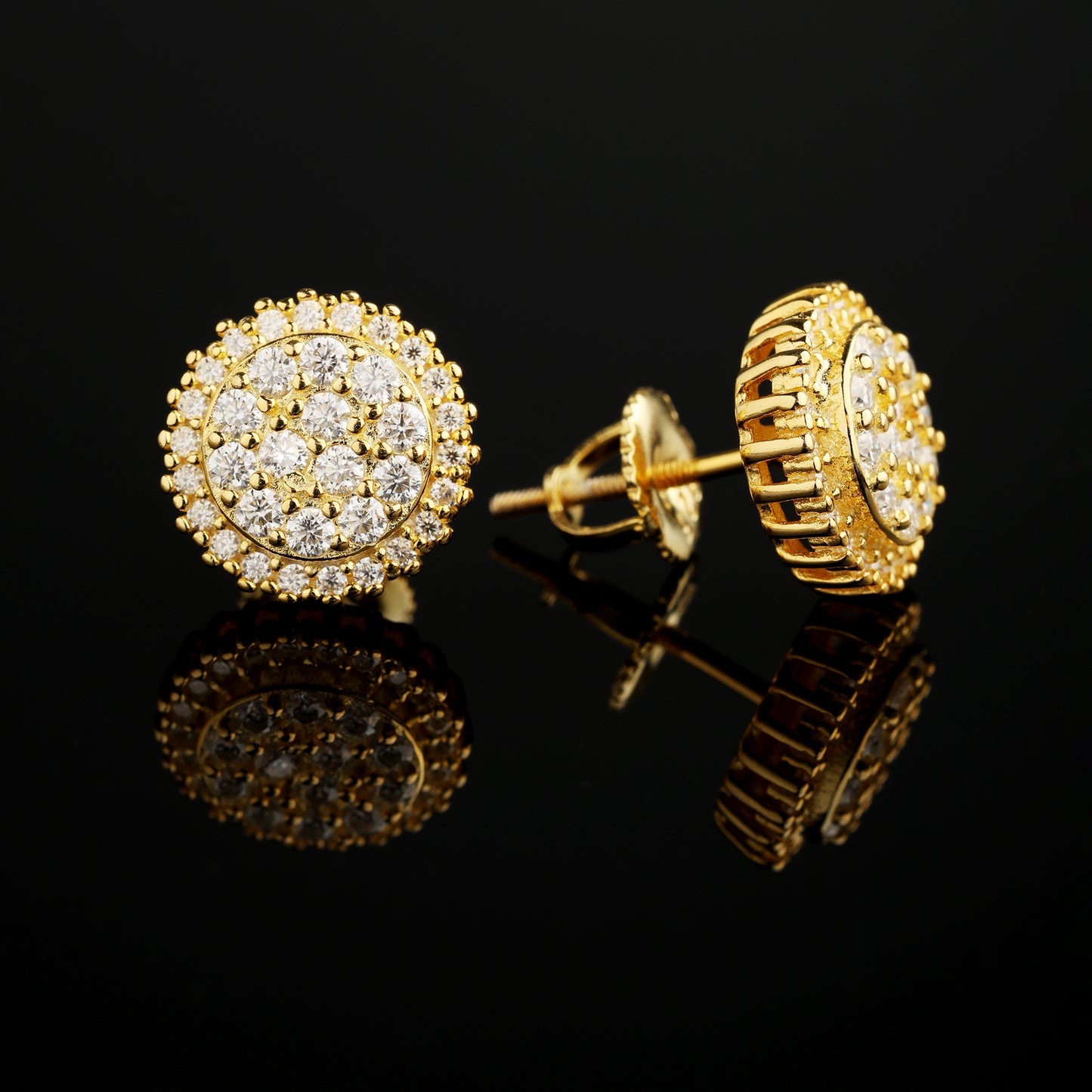 11MM 925 Silver Moissanute Cluster Halo Stud Earrings 18K Gold