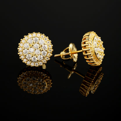 11MM 925 Silver Moissanute Cluster Halo Stud Earrings 18K Gold