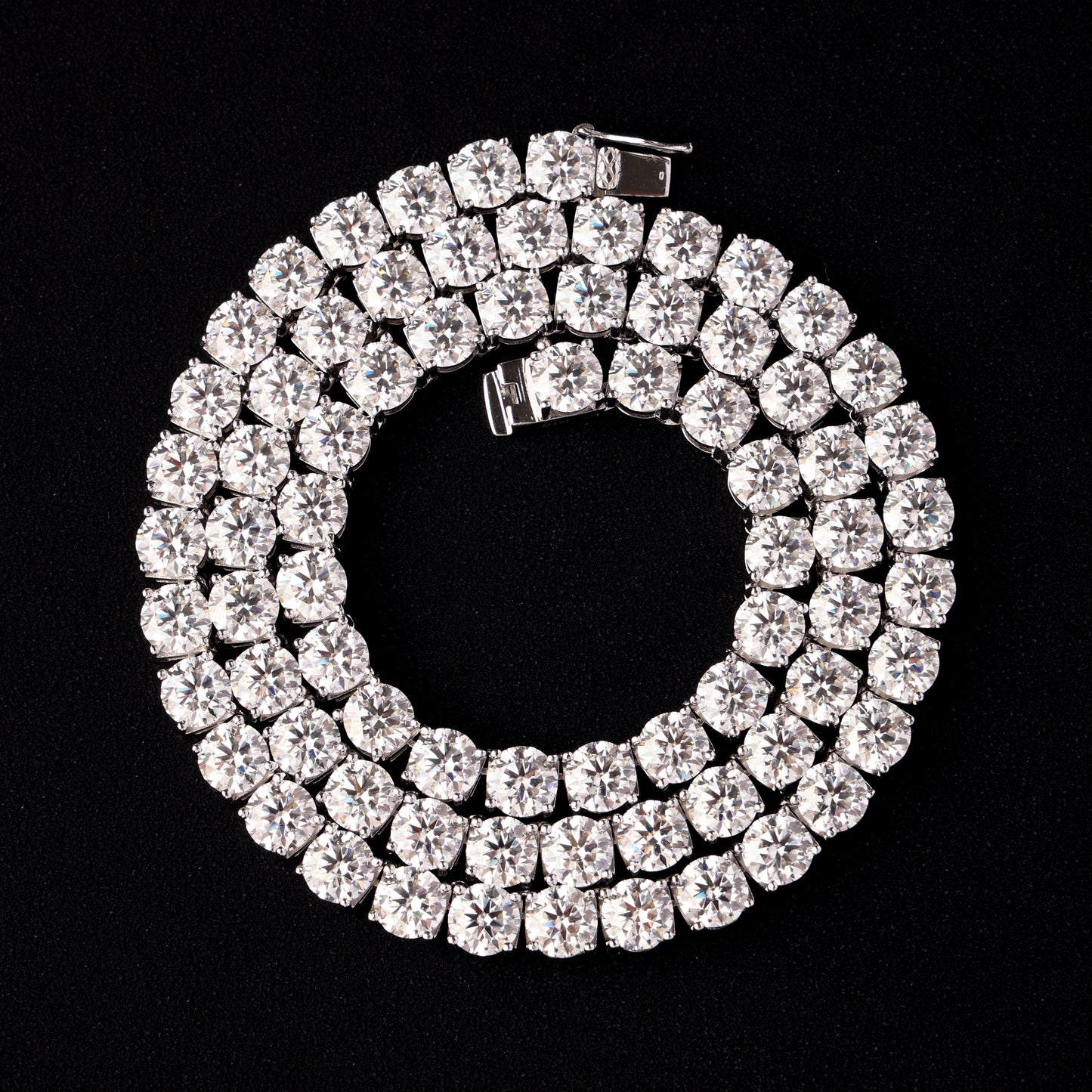 1Ct 925 Silver Moissanite Tennis Chain White Gold