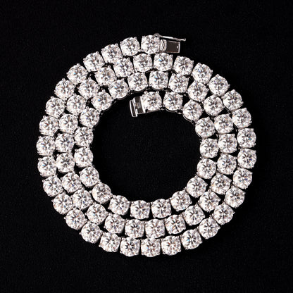1Ct 925 Silver Moissanite Tennis Chain White Gold