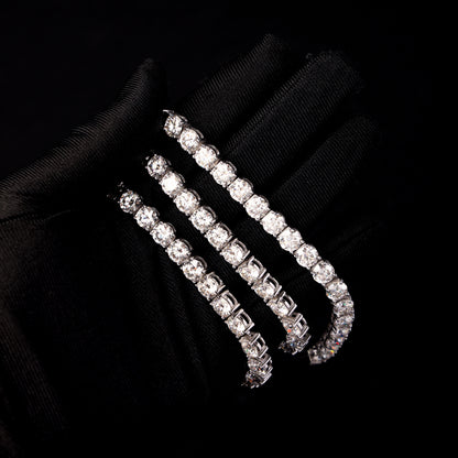 1Ct 925 Silver Moissanite Tennis Chain White Gold