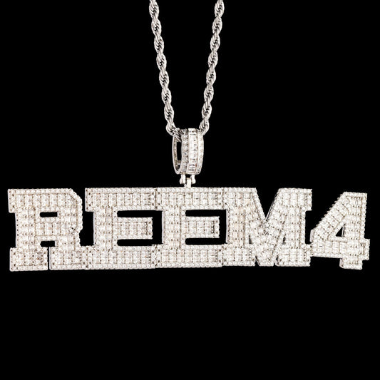 Custom Baguette Cut Letters Name Pendant