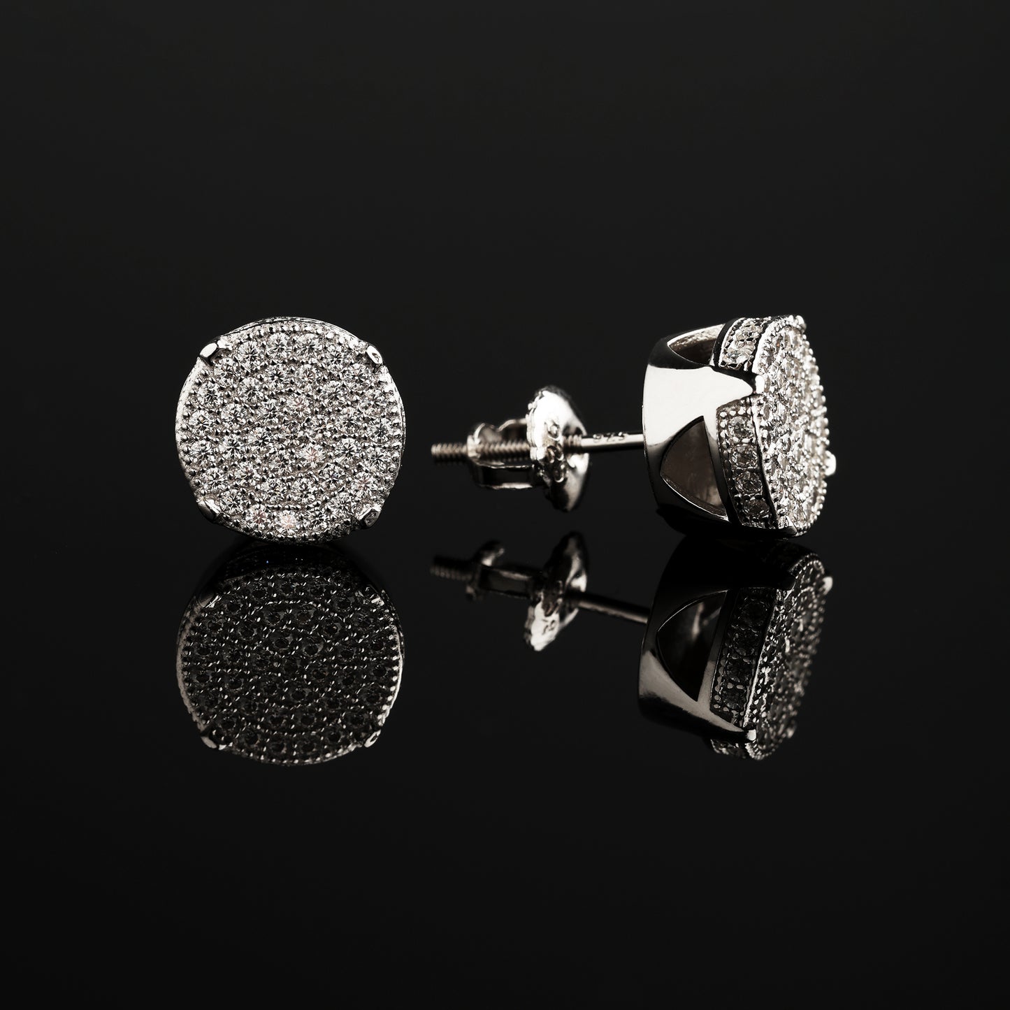 10MM 925 Silver Moissanite Halo Stud Earrings White Gold