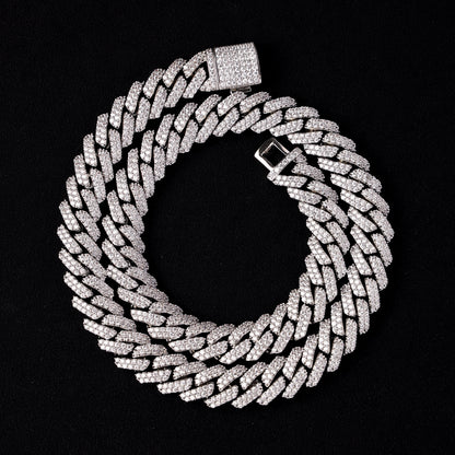 12MM Prong Cuban Link Chain White Gold