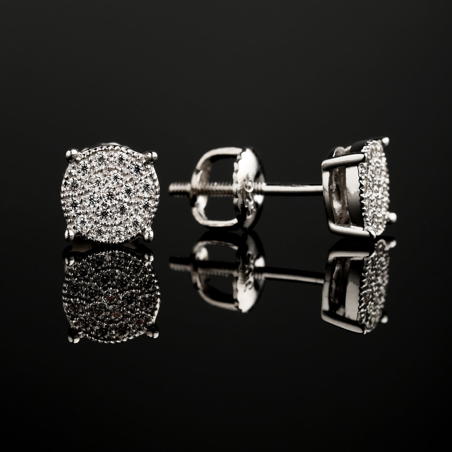 6.5MM 925 Silver Moissanite Halo Stud Earrings White Gold