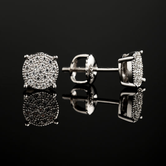 6.5MM 925 Silver Moissanite Halo Stud Earrings White Gold