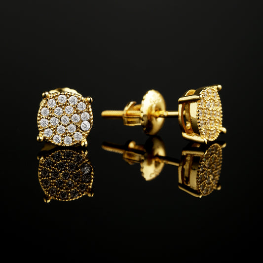 6.5MM 925 Silver Moissanite Halo Stud Earrings 18K Gold