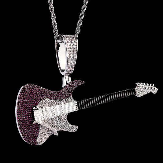 Iced Out Guitar Gemstone Pendant