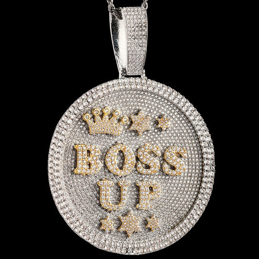 Custom Letter Necklace 3D Big Crown Disc