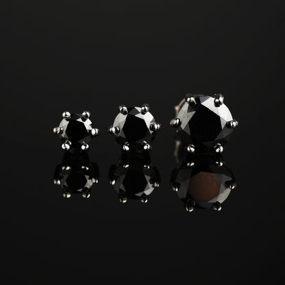 0.3Ct/0.5Ct/1Ct S925 Silver Moissanite Black 6-Prong Round Cut Stud Earrings