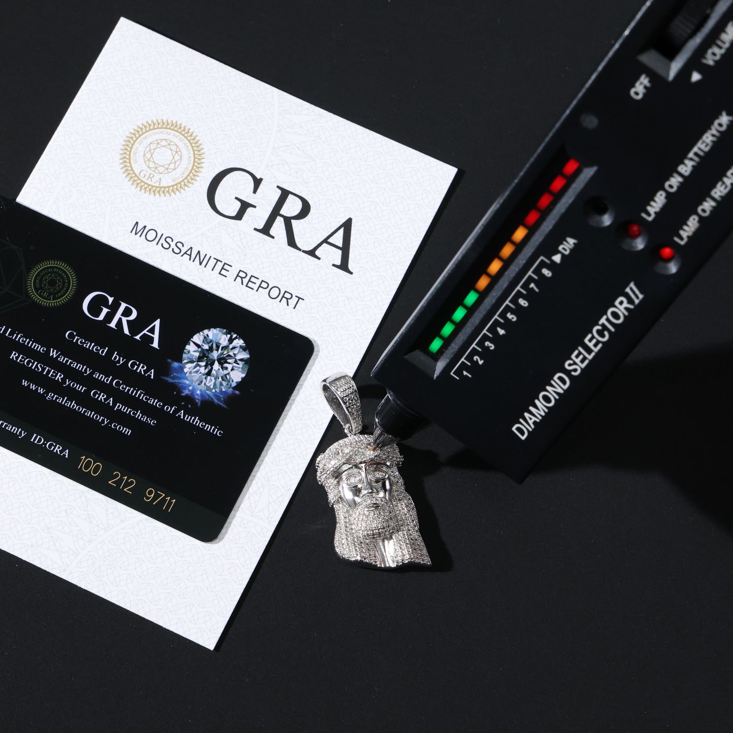 925 Silver Moissanite Jesus Pendant White Gold