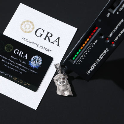 925 Silver Moissanite Jesus Pendant White Gold