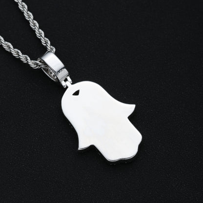 925 Moissanite Hamsa Pendant White Gold