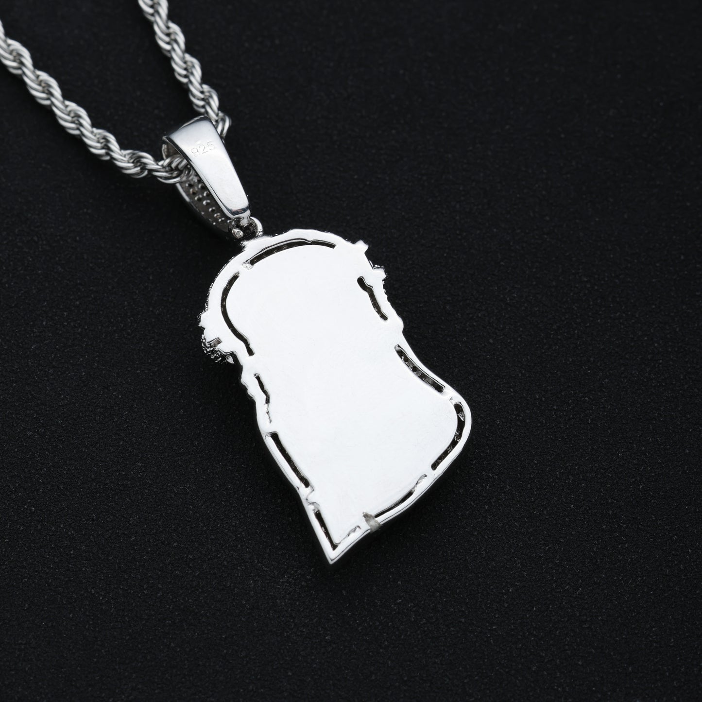 925 Silver Moissanite Jesus Pendant White Gold