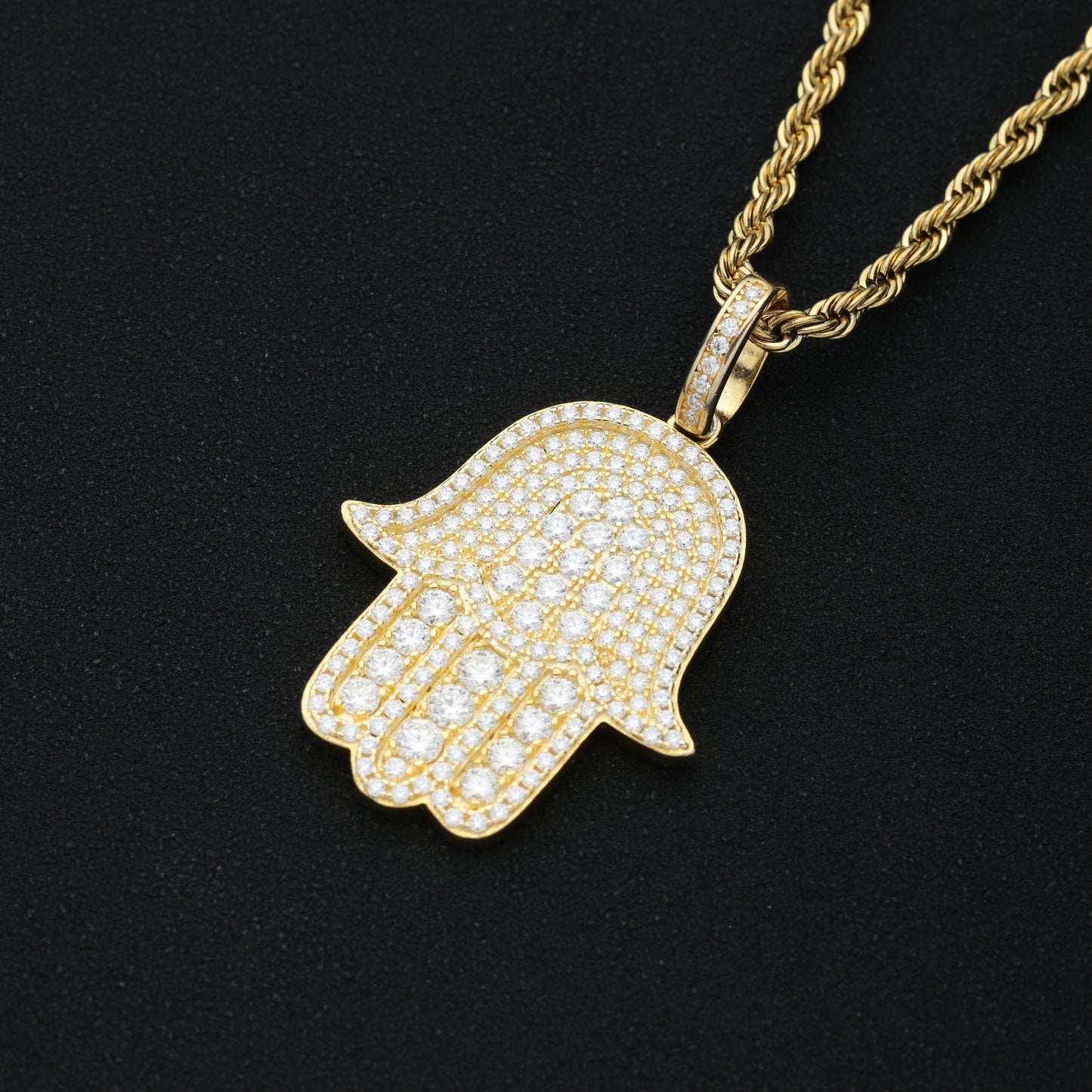 925 Silver Moissanite Hamsa Pendant 18K Gold