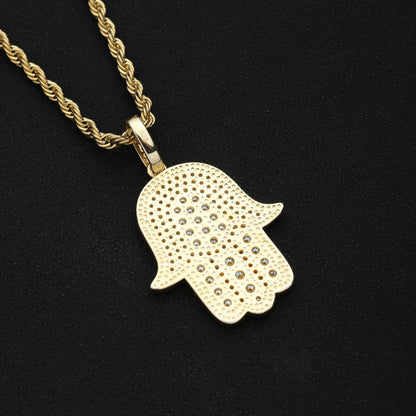 925 Silver Moissanite Hamsa Pendant 18K Gold