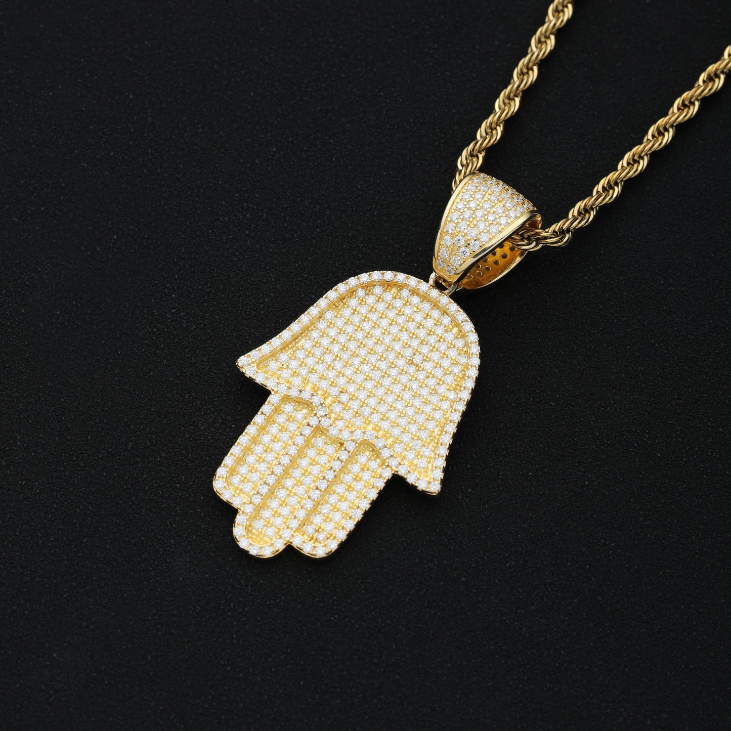 925 Silver Moissanite Hamsa Pendant 18K GOLD