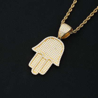 925 Silver Moissanite Hamsa Pendant 18K GOLD