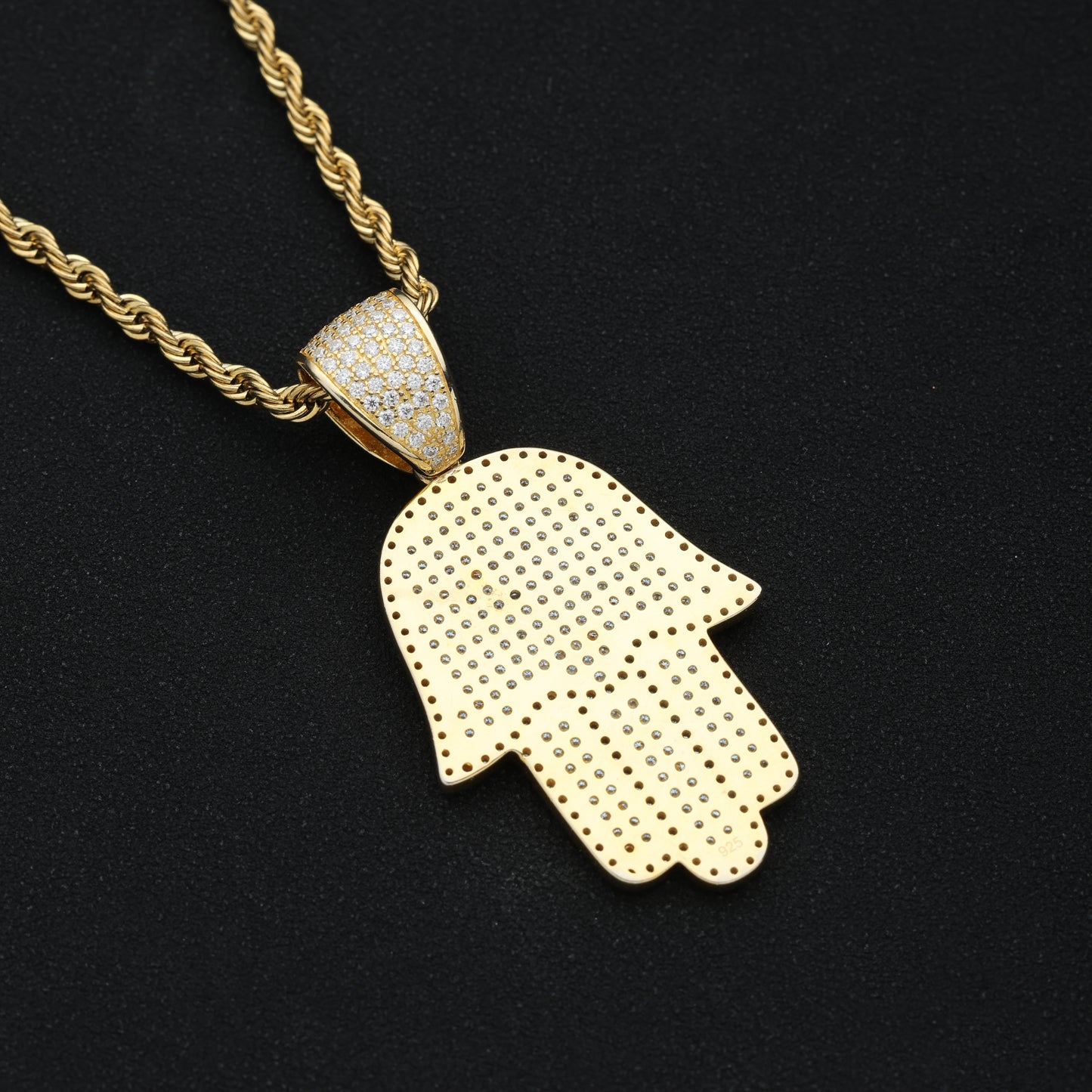 925 Silver Moissanite Hamsa Pendant 18K GOLD