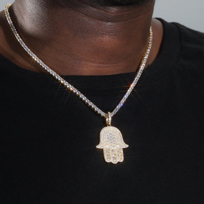925 Silver Moissanite Hamsa Pendant 18K Gold