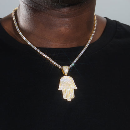 925 Silver Moissanite Hamsa Pendant 18K GOLD