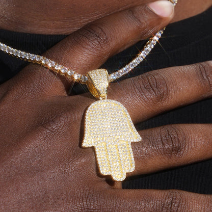 925 Silver Moissanite Hamsa Pendant 18K GOLD