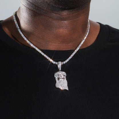 925 Silver Moissanite Jesus Pendant White Gold