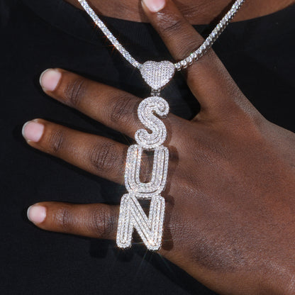 Custom vertical row letter name necklace White gold
