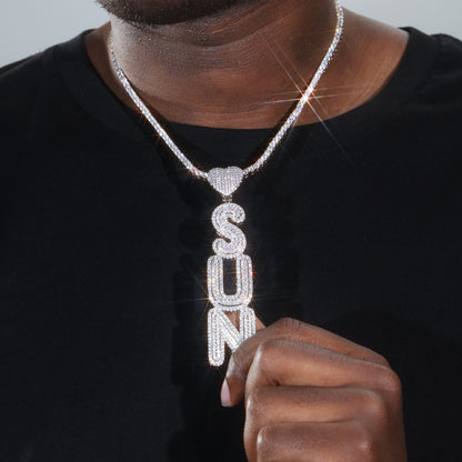 Custom vertical row letter name necklace White gold