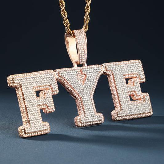 Custom 2-Tone Big Letter Name Pendant