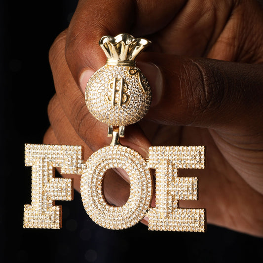 Custom Micro Pave Letter Name Necklace 18K Gold