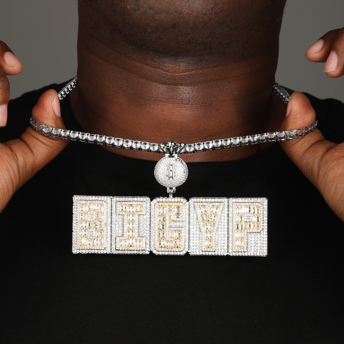 Custom Letter Baguette Two Layer Necklace