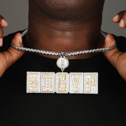Custom Letter Baguette Two Layer Necklace