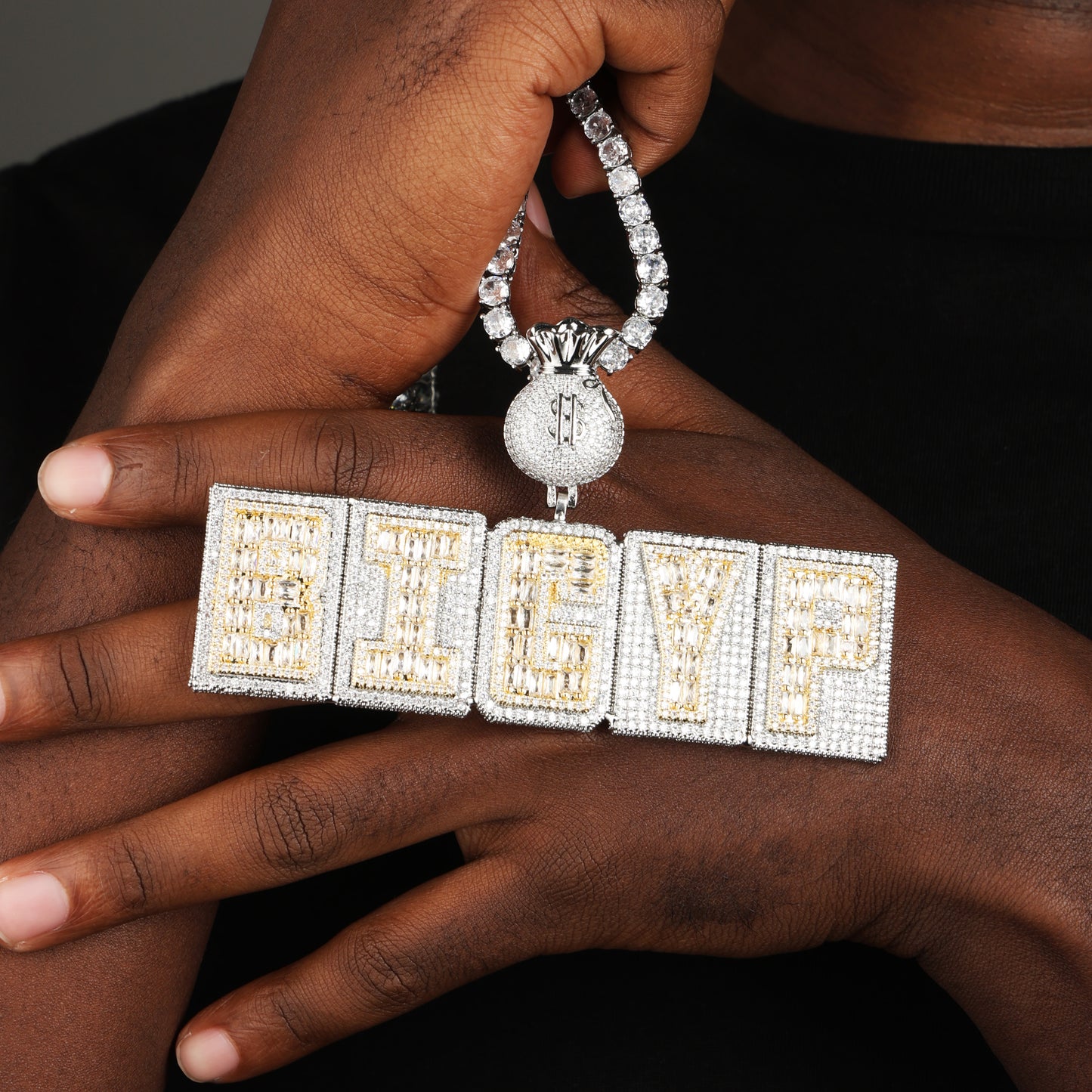 Custom Letter Baguette Two Layer Necklace