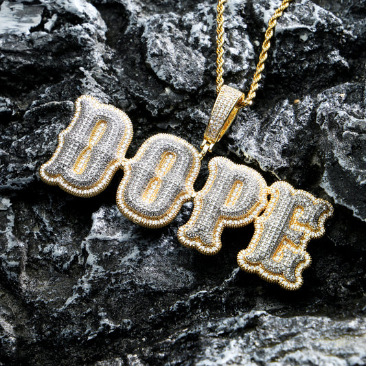 Iced Out Custom Micro Pave Name Pendant Gold