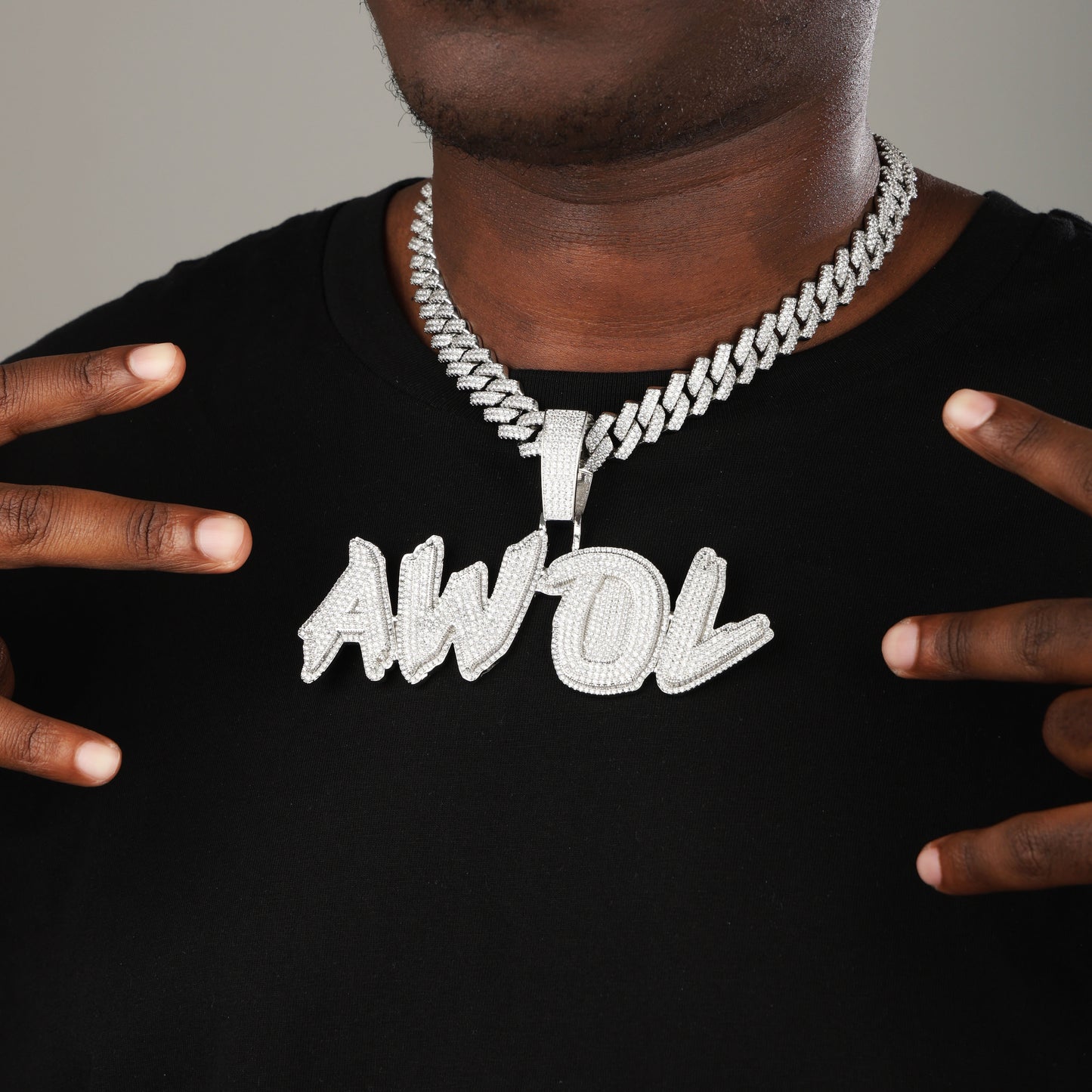 Custom Letter Name Necklace White Gold