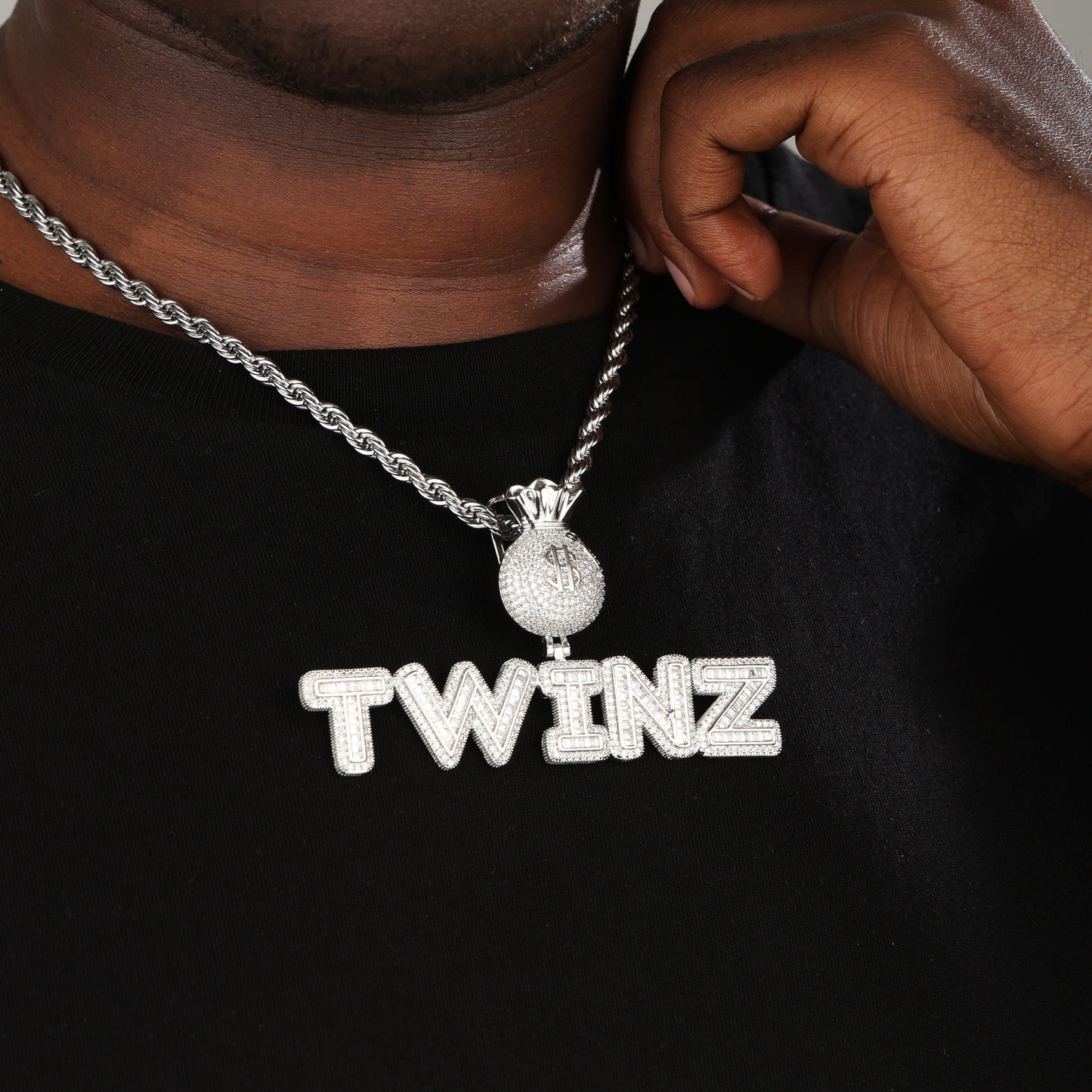 Custom Baguette Letter Name Necklace 18K Gold