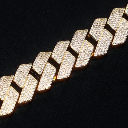 Custom 18MM Prong Cuban Link Name Chain 18K Gold