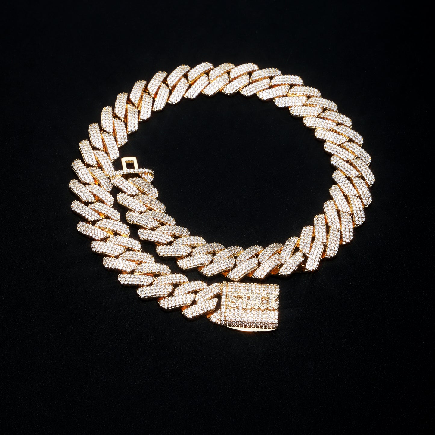Custom 20MM Prong Cuban Link Name Chain 18K Gold