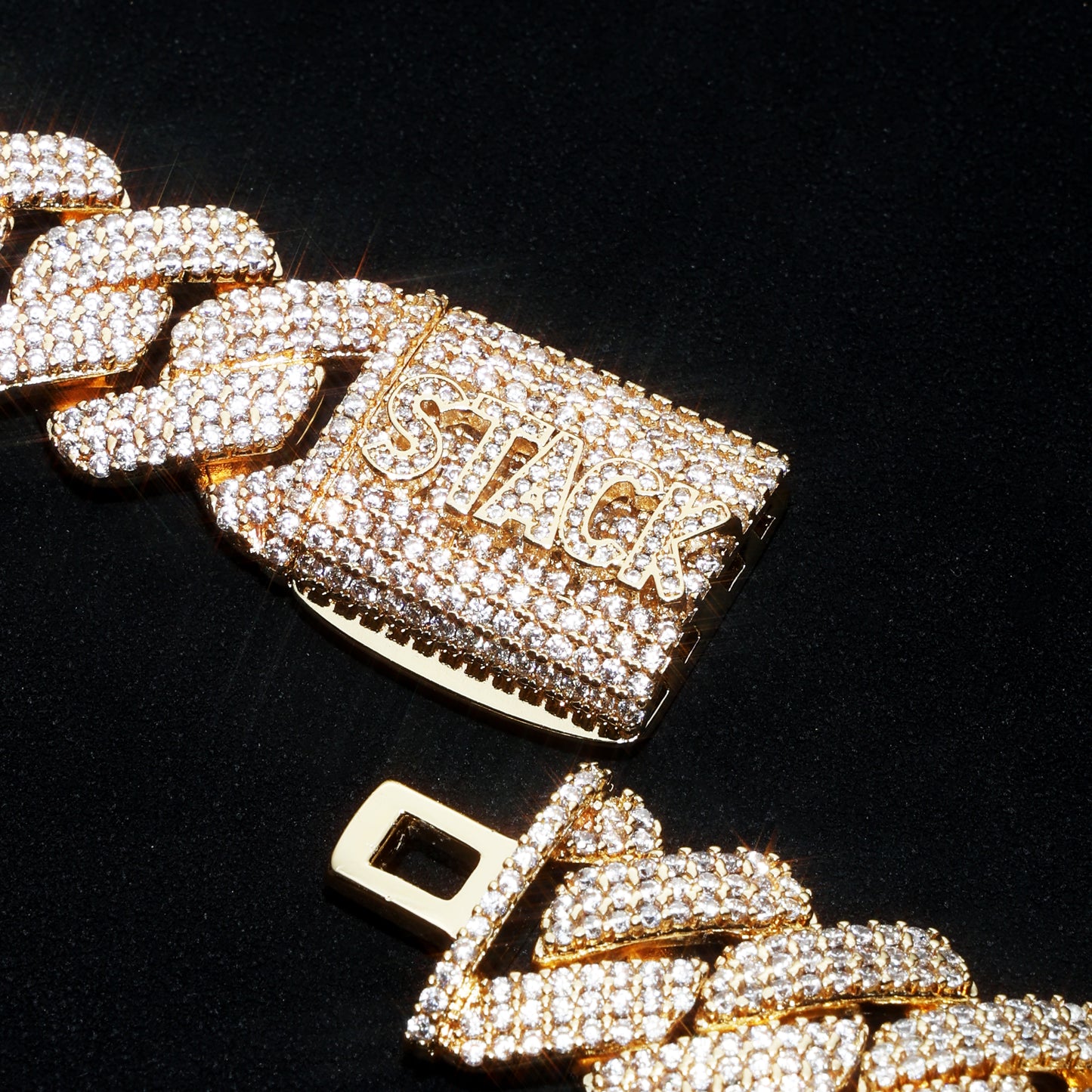 Custom 20MM Prong Cuban Link Name Chain 18K Gold
