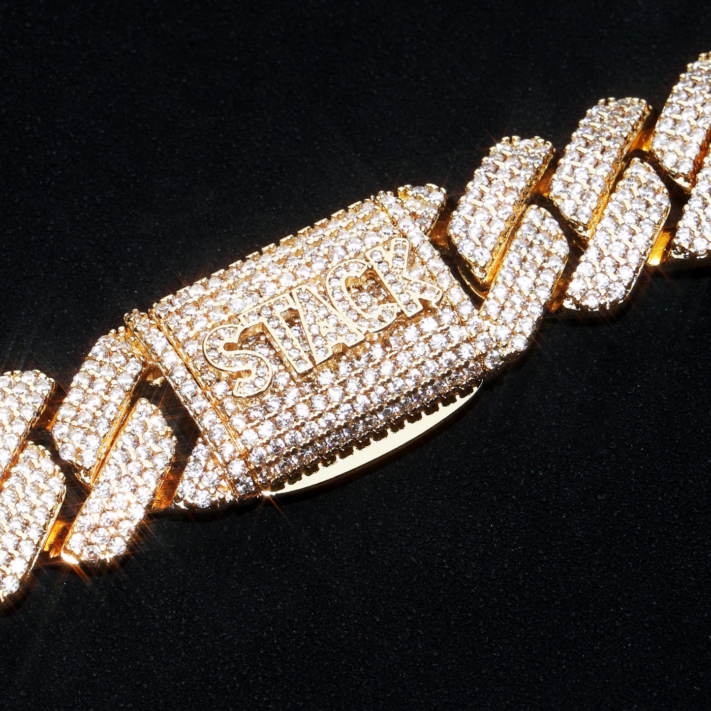 Custom 20MM Prong Cuban Link Name Chain 18K Gold