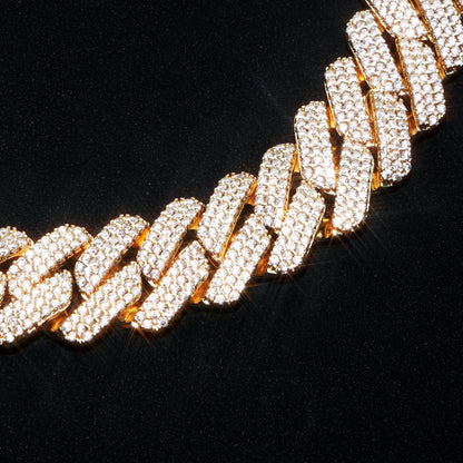 Custom 20MM Prong Cuban Link Name Chain 18K Gold