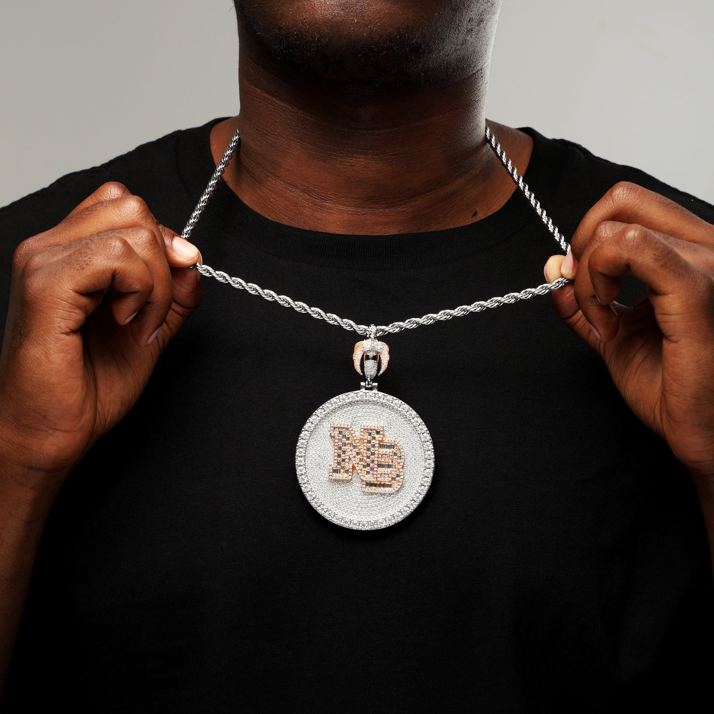 Custom Angel Bail Letters Circle Pendant