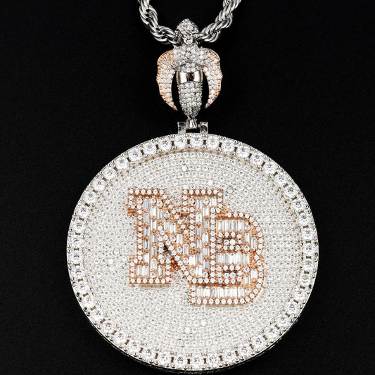 Custom Angel Bail Letters Circle Pendant