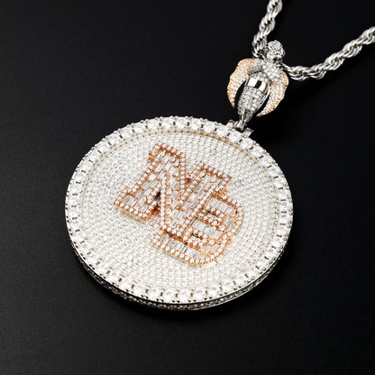Custom Angel Bail Letters Circle Pendant